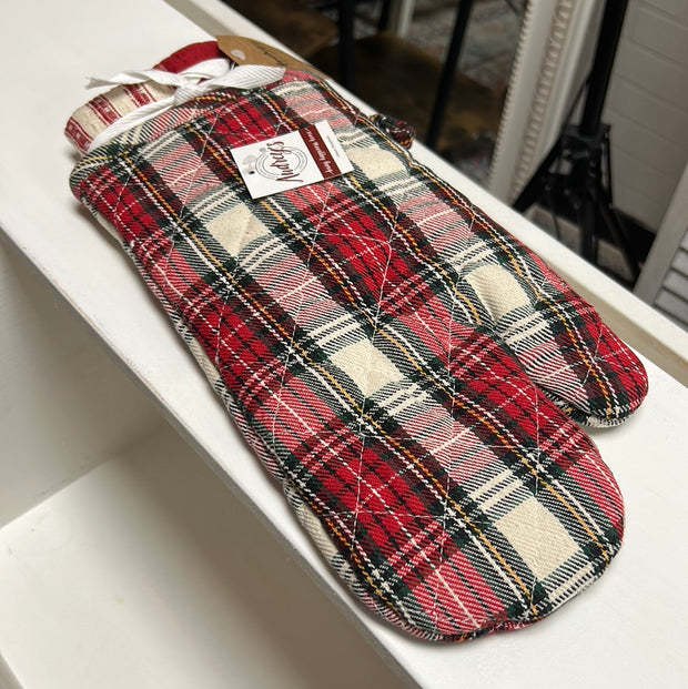 Tartan Oven Mitt Gift Set w/ Dish Towels